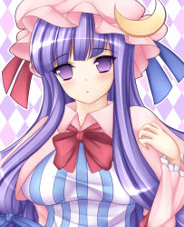 Rule 34 | 1girl, bad id, bad pixiv id, crescent, female focus, hat, long hair, mikan (5555), patchouli knowledge, purple eyes, purple hair, solo, touhou