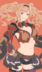 Rule 34 | 1girl, blonde hair, blue eyes, blush, braid, breasts, cleavage, granblue fantasy, hair intakes, hair ornament, hairband, highres, large breasts, long hair, looking at viewer, shimatani azu, smile, solo, thighhighs, twintails, zeta (granblue fantasy)