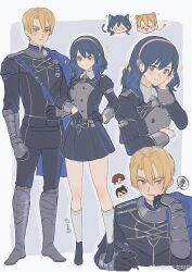 Rule 34 | 1girl, 3boys, absurdres, animal ears, armored boots, black hair, blonde hair, blue cape, blue eyes, boots, breasts, broken pencil, brown hair, byleth (female) (fire emblem), byleth (fire emblem), cape, cat ears, cat tail, chibi, chibi inset, chinese commentary, commentary request, dimitri alexandre blaiddyd, felix hugo fraldarius, fire emblem, fire emblem: three houses, garreg mach monastery uniform, gloves, grey eyes, hairband, half gloves, hand on own hip, highres, juliet sleeves, kemonomimi mode, lion ears, lion tail, locked arms, long sleeves, medium breasts, miniskirt, multiple boys, nintendo, pink hairband, pleated skirt, puffy sleeves, skirt, sparkle, spoken squiggle, squiggle, sylvain jose gautier, tail, vambraces, weibo logo, weibo username, yun (dl2n5c7kbh8ihcx)