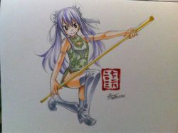 Rule 34 | 1girl, blue hair, child, china dress, chinese clothes, dress, fairy tail, mashima hiro, smile, solo, wendy marvell