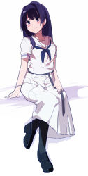 Rule 34 | 1girl, blush, highres, hirose sumire, hiyo kotori, long hair, pantyhose, saki (manga), simple background, solo, white background