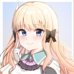 Rule 34 | 1girl, blonde hair, blue eyes, blush, elf, hair ornament, highres, looking at viewer, pointy ears, princess connect!, saren (princess connect!), smile