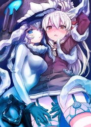 Rule 34 | 10s, 2girls, abyssal ship, amatsukaze (kancolle), bad id, bad pixiv id, blue eyes, bodysuit, brown eyes, cape, dress, gloves, kantai collection, mitsuji245, multiple girls, sailor dress, short dress, silver hair, tears, tentacles, thighhighs, twintails, two side up, wo-class aircraft carrier, yuri, zettai ryouiki