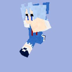Rule 34 | blue eyes, blue hair, cirno, lowres, minecraft, running, touhou