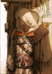 Rule 34 | 1boy, assassin&#039;s creed, assassin&#039;s creed (series), assassin&#039;s creed ii, belt, cape, et.m, ezio auditore da firenze, gloves, hood, jewelry, male focus, manly, necklace, solo