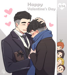 Rule 34 | 2girls, 4boys, artist name, black hair, blonde hair, blush, bow, bowtruckle, chibi, closed eyes, credence barebone, crying, dated, facial hair, fantastic beasts and where to find them, gift, green eyes, happy valentine, harry potter (series), heart, jacob kowalski, male focus, multiple boys, multiple girls, mustache, newt scamander, nightcat, open mouth, percival graves, porpentina goldstein, queenie goldstein, scarf, wizarding world, yaoi