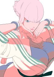 Rule 34 | 1girl, absurdres, ass, blue eyes, breasts, caxqov, dougi, highres, long hair, looking at viewer, manon legrand, martial arts belt, pink hair, solo, street fighter, street fighter 6