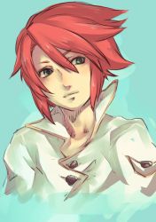 Rule 34 | 00s, 1boy, bad id, bad pixiv id, gradient background, luke fon fabre, male focus, portrait, red hair, shiro (reptil), short hair, simple background, solo, tales of (series), tales of the abyss, upper body