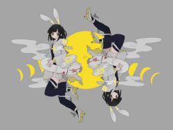 Rule 34 | 2girls, artist request, black hair, character request, full body, grey background, inabakumori, multiple girls, rabbit ears, serious, shoes, tagme