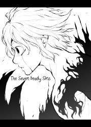 Rule 34 | 10s, 1boy, blood, bloody tears, copyright name, gamigamimissile, greyscale, male focus, meliodas, monochrome, nanatsu no taizai, nude, short hair, simple background, solo, tears, white background