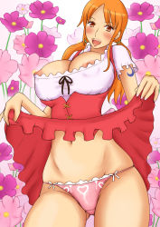 Rule 34 | 1girl, blush, breasts, highres, large breasts, momo 765, nami (one piece), nipples, one piece, whole cake island dress