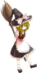 Rule 34 | 1girl, braid, broom, brown eyes, female focus, full body, hat, kirisame marisa, simple background, solo, touhou, white background, witch, witch hat, yakisake