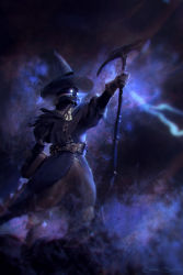 Rule 34 | androgynous, belt, black mage, black mage (fft), black mage (final fantasy), book, chrisbjors, final fantasy, gender request, gloves, glowing, glowing eyes, hat, robe, solo, staff, witch hat