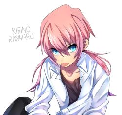 Rule 34 | 1boy, bad id, bad pixiv id, blue eyes, character name, inazuma eleven (series), inazuma eleven go, kirino ranmaru, long hair, looking at viewer, maian, maianh, male focus, pink hair, simple background, solo, tongue, tongue out, twintails, white background
