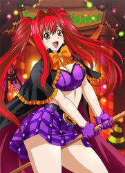 Rule 34 | 00s, 1girl, bare legs, breasts, female focus, hair ornament, halloween, ikkitousen, kanpei, large breasts, legs, long hair, long twintails, looking at viewer, red hair, skirt, smile, solo, twintails