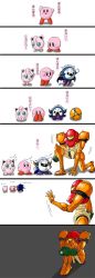 Rule 34 | arm cannon, armor, comic, company connection, creatures (company), game freak, gen 1 pokemon, highres, jigglypuff, kirby, kirby (series), lonely, long image, meta knight, metroid, morph ball, nintendo, pin no ji, pokemon, pokemon (creature), samus aran, super smash bros., tall image, translated, varia suit, weapon