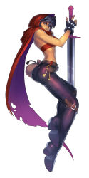 Rule 34 | 1girl, absurdres, ass, bandeau, boots, capcom, dark skin, dark-skinned female, dungeons &amp; dragons: shadow over mystara, dungeons &amp; dragons, fengmo, full body, gloves, highres, hood, moriah, pants, scarf, short hair, solo, sword, tight clothes, tight pants, weapon
