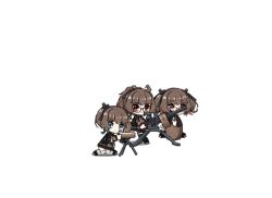 Rule 34 | &gt; &lt;, 3girls, ags-30, ags-30 (girls&#039; frontline), animated, animated gif, automatic grenade launcher, binoculars, blue eyes, brown eyes, brown hair, chibi, crew-served weapon, drum magazine, fleeing, full body, girls&#039; frontline, glasses, grenade launcher, hair ornament, magazine (weapon), multiple girls, open mouth, ponytail, red eyes, side ponytail, simple background, tripod, twintails, weapon, white background