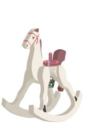 Rule 34 | dildo, michito sorataka, no humans, rocking horse, sex toy, simple background, white background, wooden horse