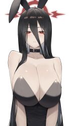 Rule 34 | 1girl, absurdres, bare shoulders, black hair, blue archive, blush, breast focus, breasts, choker, cleavage, close-up, collarbone, hair between eyes, halo, hasumi (blue archive), highres, huge breasts, long hair, looking at viewer, lordol, mole, mole under eye, parted lips, red eyes, solo, upper body, very long hair