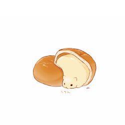 Rule 34 | bisected, bread, cat, chai (drawingchisanne), food, food focus, no humans, original, signature, simple background, white background