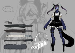 Rule 34 | animal ears, bad id, bad pixiv id, boots, gloves, knife, pixiv fantasia, pixiv fantasia 3, robo8, robo8 (pixiv), solo, sword, tail, thighhighs, twintails, visor, weapon