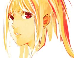 Rule 34 | 1girl, amane misa, bad id, bad pixiv id, blonde hair, death note, earrings, jewelry, portrait, red eyes, solo, twintails, yamai (lusycat)