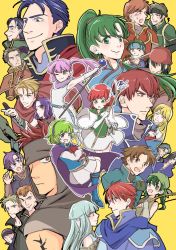 Rule 34 | 6+boys, 6+girls, androgynous, angry, armor, arrow (projectile), bandana, blonde hair, blue eyes, blue hair, blush, boots, bow (weapon), braid, brother and sister, brown eyes, brown hair, cape, cloak, dress, earrings, elbow gloves, eliwood (fire emblem), erk (fire emblem), closed eyes, fingerless gloves, fire emblem, fire emblem: the blazing blade, florina (fire emblem), gloves, green eyes, green hair, guy (fire emblem), hair over shoulder, hairband, headband, hector (fire emblem), high ponytail, highres, hoshigaki (hsa16g), jaffar (fire emblem), jewelry, kent (fire emblem), knife, long hair, looking at viewer, lucius (fire emblem), lyn (fire emblem), matthew, multiple boys, multiple girls, ninian, nino (fire emblem), nintendo, one eye closed, open mouth, orange hair, pelvic curtain, pink hair, ponytail, priscilla (fire emblem), purple eyes, rath, raven (fire emblem), rebecca (fire emblem), red eyes, red hair, robe, sain, scarf, serra (fire emblem), short hair, siblings, side slit, skirt, smile, staff, sword, trap, twin braids, twintails, weapon, wide hips, wil (fire emblem)