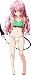Rule 34 | 10s, 1girl, absurdres, barefoot, blush, breasts, feet, full body, highres, hip focus, long hair, nana asta deviluke, navel, panties, pink eyes, pink hair, small breasts, solo, standing, tagme, tail, to love-ru, to love-ru darkness, underwear
