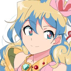 Rule 34 | + +, 1girl, blonde hair, blue eyes, blue hair, closed mouth, commentary, cross-shaped pupils, english commentary, gem, highres, jewelry, looking at viewer, multicolored hair, necklace, nia teppelin, portrait, red pupils, simple background, sketch, smile, solo, symbol-shaped pupils, tengen toppa gurren lagann, tuxedo de cat, two-tone hair, white background