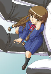 Rule 34 | 1girl, dual! parallel trouble adventure, kneehighs, misnon the great, sanada mitsuki, school uniform, serafuku, socks, solo
