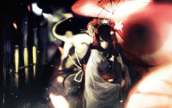 Rule 34 | 1girl, black hair, iori yakatabako, japanese clothes, kimono, oil-paper umbrella, original, solo, umbrella