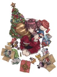 1girl a.i._voice adachi_rei ahoge akita_neru alternate_costume arm_tattoo baguette beret black_hat black_necktie black_skirt black_sleeves blonde_hair blue_eyes blue_hair blue_necktie bow box boxcutter bread character_doll chocolate christmas_tree coat cup detached_sleeves dress drill_hair food food-themed_pillow frills fruit fur-trimmed_sleeves fur_trim gift gift_box gundam hair_between_eyes hair_bow hair_ornament hairclip hat hatsune_miku highres hito_mania_(utau) holding holding_pillow igaku_(utau) kagamine_rin kasane_teto kasane_teto_(sv) kepi kneeling layered_dress long_sleeves looking_at_viewer mecha_pilot_suit mesmerizer_(vocaloid) military_hat mug necktie number_tattoo pants pear pearto pillow pleated_skirt purple_hair red_dress red_eyes red_hair red_pants red_tattoo senguyen1011 shirt shoulder_tattoo side_ponytail simple_background skirt sleeves_past_fingers sleeves_past_wrists smile solo strapless strapless_dress stuffed_toy suspenders synthesizer_v tattoo twin_drills unworn_coat unworn_shirt utane_uta utau vocaloid white_background white_dress white_shirt