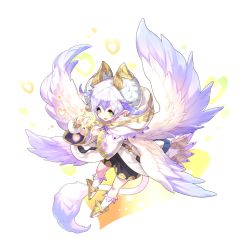 Rule 34 | 1boy, cupid (dragalia lost), dragalia lost, dragon boy, full body, green eyes, heart, heart hands, horns, looking at viewer, male focus, official art, pointy ears, silver hair, solo, tail, transparent background, wings
