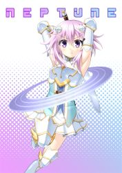 Rule 34 | 10s, 1girl, armor, armored boots, armpits, arms up, boots, breastplate, character name, female focus, fighting stance, fingerless gloves, four goddesses online: cyber dimension neptune, full body, gauntlets, gloves, hair ornament, highres, holding, holding weapon, looking at viewer, md5 mismatch, neptune (neptunia), neptune (series), open mouth, pink hair, pleated skirt, purple eyes, purple hair, resolution mismatch, sakaki jin&#039;ya, serious, short hair, skirt, solo, source smaller, sword, thighhighs, weapon