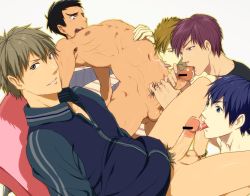Rule 34 | 5boys, abs, armpits, censored, cum, cum in mouth, cum on body, erection, fellatio, group sex, licking, male focus, multiple boys, muscular, nude, oral, orgy, original, penis, precum, sigerufn, sitting, smile, toned, toned male, tongue, tongue out, yaoi