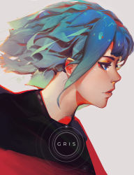 Rule 34 | 1girl, absurdres, aqua hair, asevc, blue eyes, blue hair, character name, copyright name, gris, gris (character), highres, lips, medium hair, parted lips, profile, sidelocks, solo