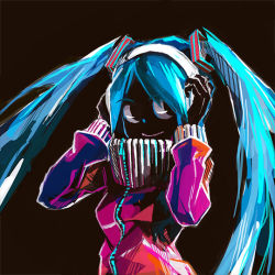 hatsune_miku headphones igau long_hair smile solo turtleneck twintails vocaloid