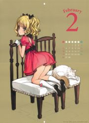 Rule 34 | absurdres, blonde hair, blue eyes, calendar, cat, highres, ooyari ashito, tagme