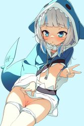 Rule 34 | 1girl, absurdres, blunt bangs, fins, fish tail, gawr gura, highres, hololive, hololive english, lucasyecla99, panties, panty pull, solo, tail, underwear, virtual youtuber