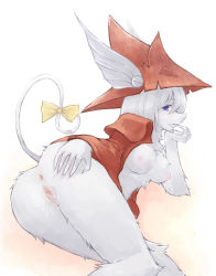 Rule 34 | 00s, 1girl, animal ears, anus, ass, blue eyes, bow, breasts, final fantasy, final fantasy ix, freija crescent, furry, furry female, nipples, nude, pussy, smile, solo, tail