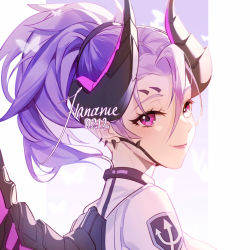 Rule 34 | 1girl, bug, butterfly, highres, horns, insect, mercy (overwatch), overwatch, purple eyes, purple hair, smile, thorns, wings