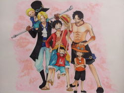 Rule 34 | 3boys, absurdres, black hair, blonde hair, brothers, highres, male focus, monkey d. luffy, multiple boys, multiple persona, one piece, portgas d. ace, sabo (one piece), siblings, aged down