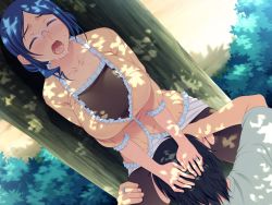 Rule 34 | 1boy, 1girl, against tree, asakura sakura, between thighs, black hair, blue hair, blush, breasts, closed eyes, clothes lift, couple, cunnilingus, dappled sunlight, day, drooling, dutch angle, fingering, frills, game cg, glasses, hand on another&#039;s head, hands on another&#039;s head, hetero, huge breasts, jewelry, mature female, open mouth, oral, outdoors, pantyhose, ring, saliva, short hair, skirt, skirt lift, standing, standing cunnilingus, sunlight, sweat, tachibana shizuka, thighs, torn clothes, torn legwear, tree, uwaki tsuma, v arms, wedding band, wedding ring