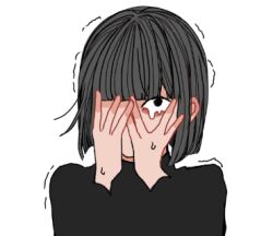 Rule 34 | 1boy, bishounen, black eyes, black sweater, blunt bangs, blunt ends, bob cut, covering face, covering one eye, dripping eye, grey hair, hand up, hands on own face, kagoya1219, looking at viewer, looking through fingers, lowres, male focus, one eye covered, original, short hair, simple background, solo, straight hair, sweater, tears, transparent background, trembling, turtleneck, turtleneck sweater, upper body
