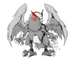 Rule 34 | beak, claws, digimon, digimon (creature), parrotmon, simple background, solo, white background, wings