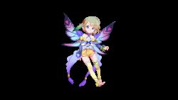 Rule 34 | 1girl, :d, ;d, animated, bare shoulders, barefoot, blue eyes, blue flower, cori (teria saga), fairy, feather hair ornament, feathers, feet, flower, full body, green hair, hair ornament, highres, looking at viewer, mini person, minigirl, nemophila (flower), official art, one eye closed, open mouth, smile, solo, striped, striped sleeves, teria saga, toeless legwear, toes, transparent background, vertical stripes, wink, winking (animated), yellow legwear