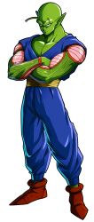 Rule 34 | 10s, 1boy, colored skin, crossed arms, dougi, dragon ball, dragon ball fighterz, dragon ball super, dragonball z, full body, green skin, highres, muscular, official art, piccolo, recolor, recolored, solo, transparent background
