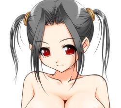 Rule 34 | 1girl, breasts, female focus, red eyes, solo, tears, topless frame, twintails, upper body