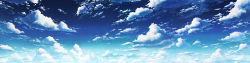 Rule 34 | aoha (twintail), blue sky, blue theme, cloud, cloudy sky, commentary request, day, gradient sky, highres, long image, no humans, outdoors, scenery, sky, wide image